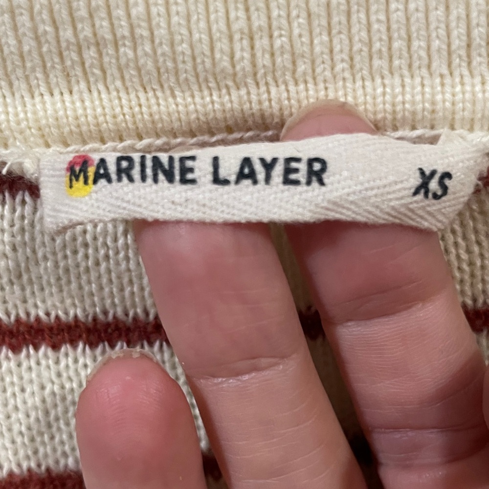 Marine layer Striped Cream and Red Women's Sweater - Picture 2 of 4